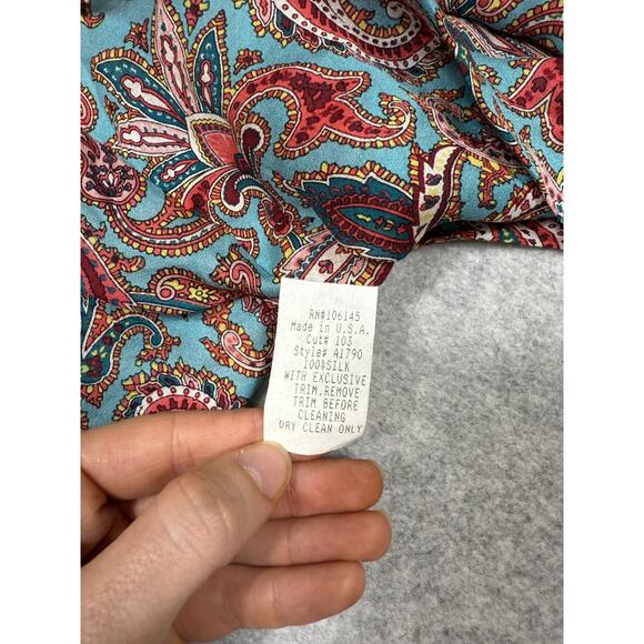 Ruth Womens Size 12 Paisley Floral Silk Scarf Halter Top Beaded Neck - Picture 4 of 6